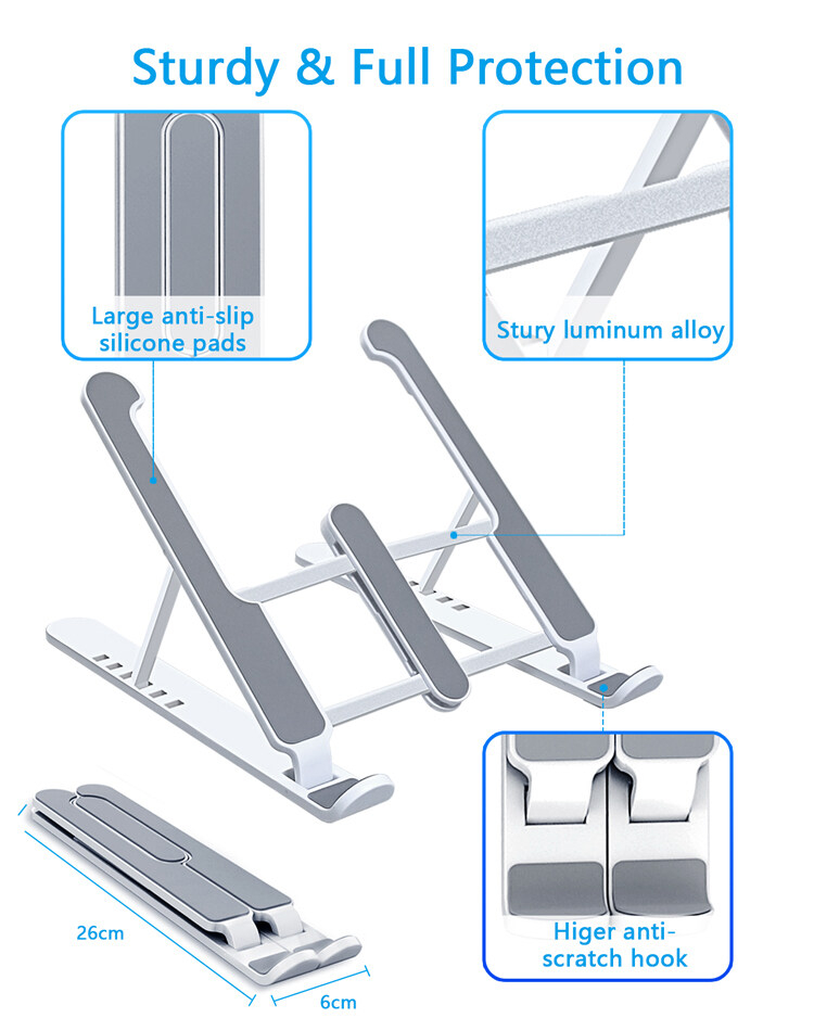 1-7_1726834929.jpg Plastic Foldable & Portable Laptop Stand | Lightweight Adjustable Laptop Holder | High-Quality ABS - Image 5