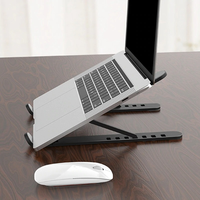 15_1726834929.jpg Plastic Foldable & Portable Laptop Stand | Lightweight Adjustable Laptop Holder | High-Quality ABS - Image 2