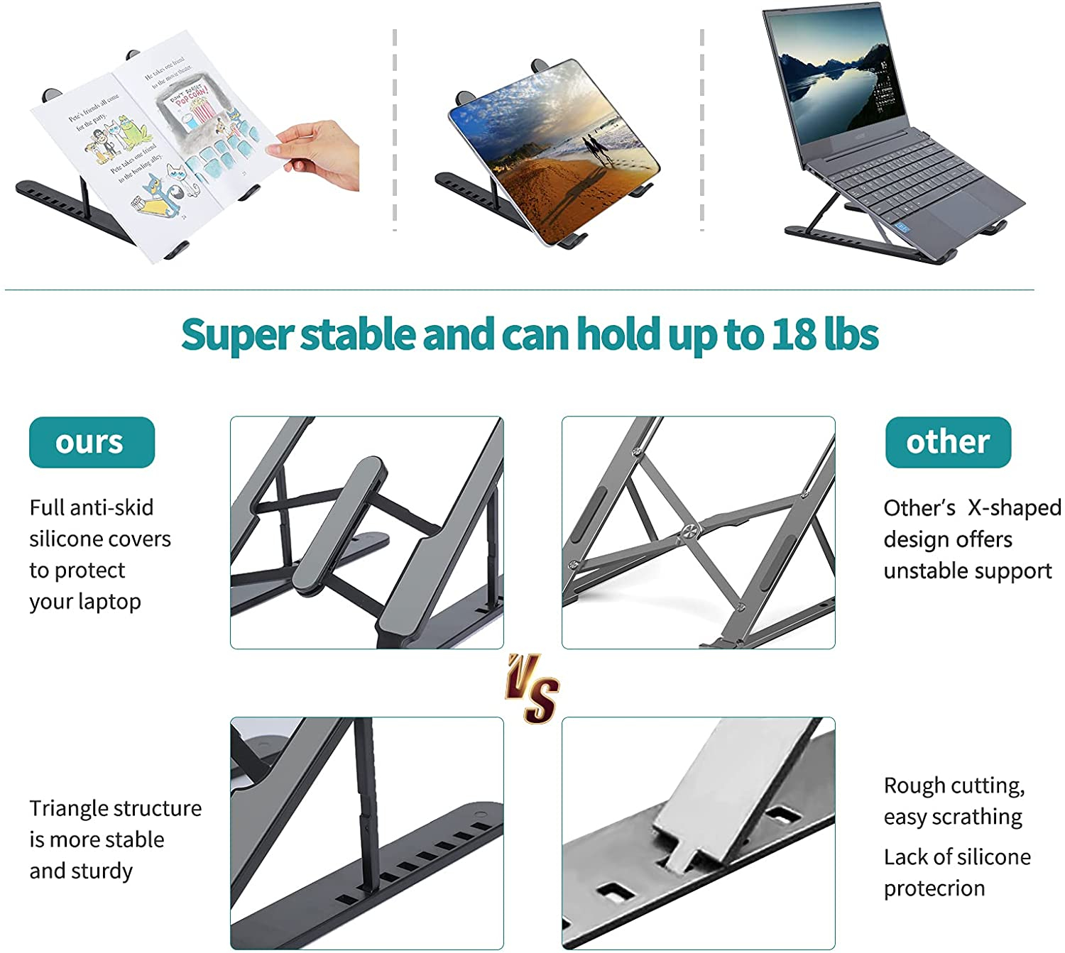 16_1726834929.jpg Plastic Foldable & Portable Laptop Stand | Lightweight Adjustable Laptop Holder | High-Quality ABS