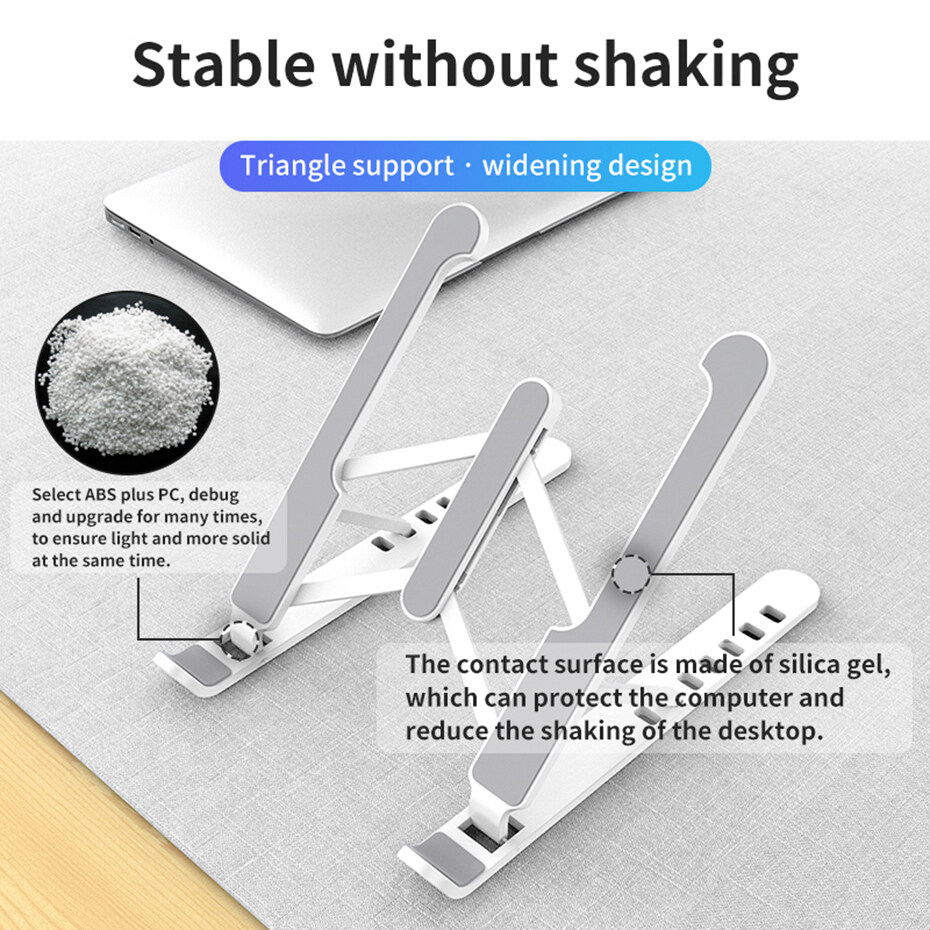 2-6_1726834929.jpg Plastic Foldable & Portable Laptop Stand | Lightweight Adjustable Laptop Holder | High-Quality ABS - Image 4