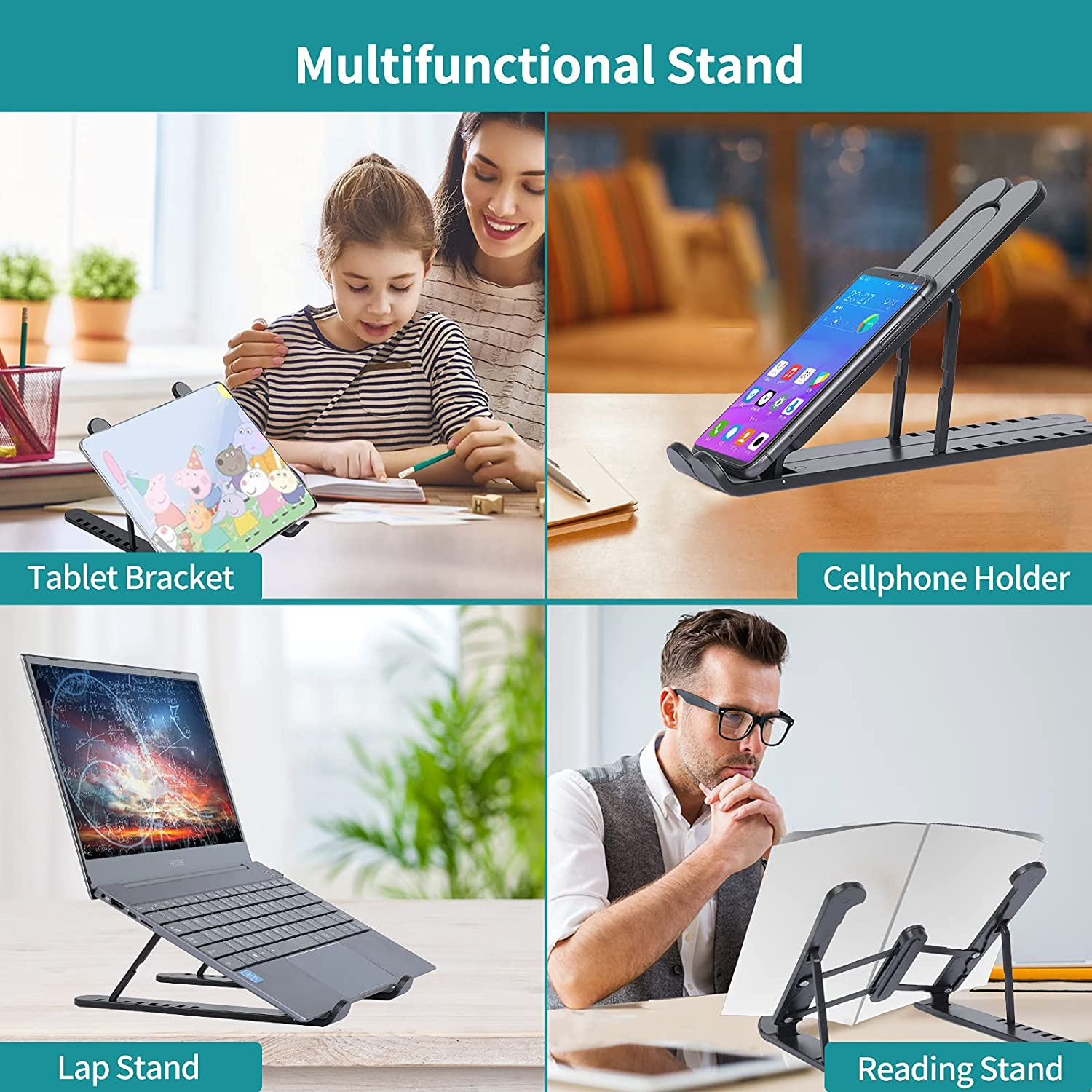 7-5_1726834929.jpg Plastic Foldable & Portable Laptop Stand | Lightweight Adjustable Laptop Holder | High-Quality ABS - Image 3