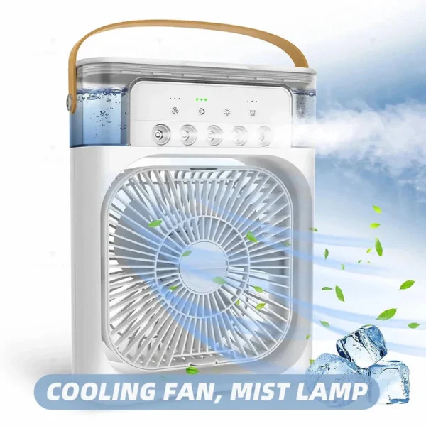 mist_1726837369.webp 9 Inch Mist Fan | Portable Air Conditioner Fan | Mist Water, And Humidifier Function | Led Night Light Water Mist | Random Color - Image 6