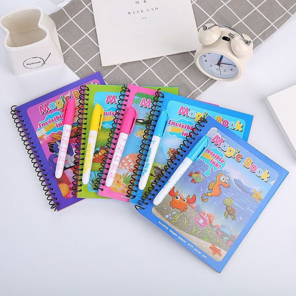 Magic Coloring Book with Water Pen | Reusable & Mess-Free Fun for Kids | Dinosaur & Cartoon Designs - Image 2