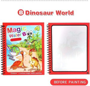 Magic Coloring Book with Water Pen | Reusable & Mess-Free Fun for Kids | Dinosaur & Cartoon Designs