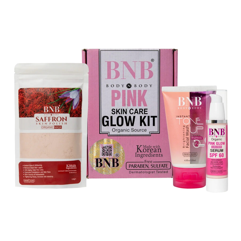 BNB Pink Face Glow Kit | 3-in-1 Skincare Wash Mask SPF Protection Set