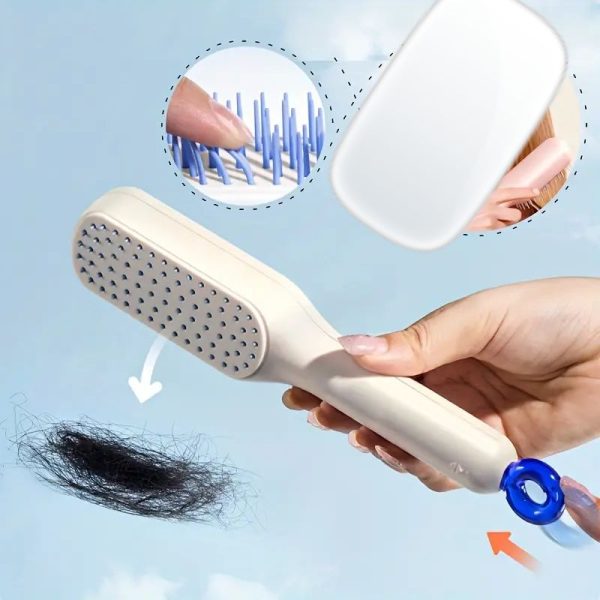 Self-Cleaning Hair Brush & Telescopic Comb | Detangling Brush with One-Pull Cleaning Mechanism | Random Color