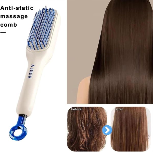 Self-Cleaning Hair Brush & Telescopic Comb | Detangling Brush with One-Pull Cleaning Mechanism | Random Color - Image 3